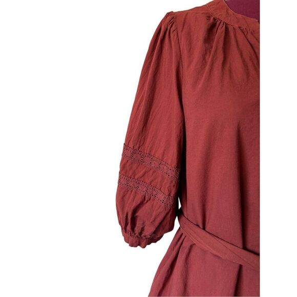 Evereve Midi Dress Belted size S Rust Brick brown - Picture 12 of 12